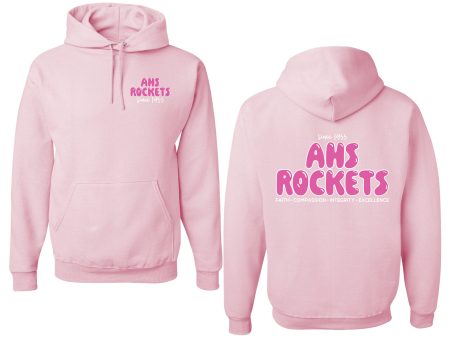 Sweatshirt - Hoodie - Light Pink - Puff Paint - AHS Rockets Discount