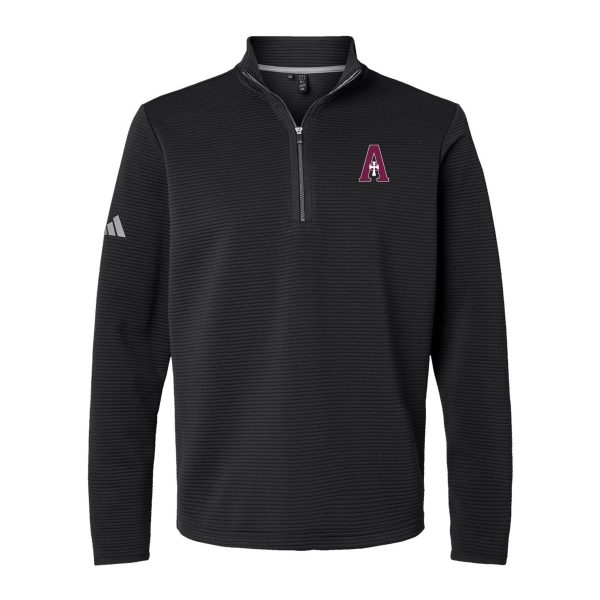 Quarter Zip (Textured) - Adidas - Black - A Logo (Two Styles) on Sale