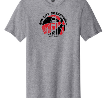 Bay City Grey T-Shirt W  Black and Red Circle Logo Cheap