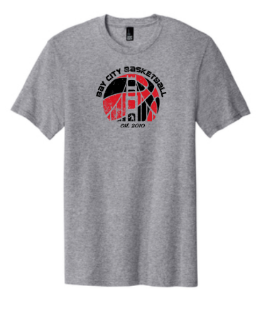 Bay City Grey T-Shirt W  Black and Red Circle Logo Cheap