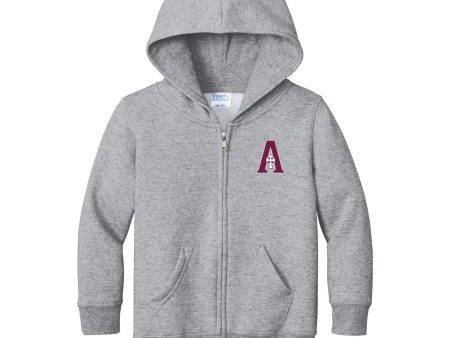 Sweatshirt - Full Zip Hoodie - Grey - Toddler - A Logo Cheap