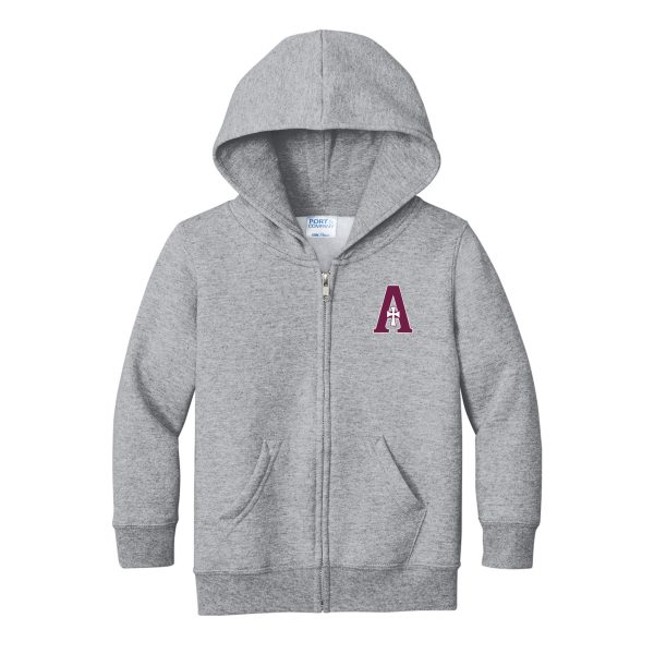 Sweatshirt - Full Zip Hoodie - Grey - Toddler - A Logo Cheap