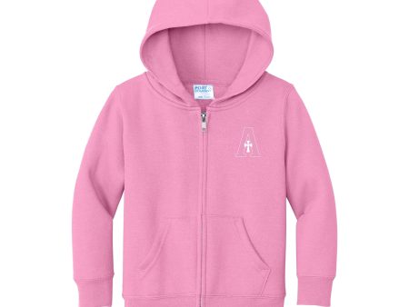 Sweatshirt - Full Zip Hoodie - Pink - Toddler - A Logo Online now