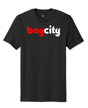 Bay City Black T-Shirt W  Red and White Logo on Sale