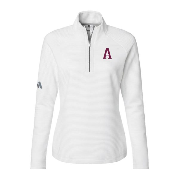 Quarter Zip (Textured) - Adidas - White - A Logo (Two Styles) Hot on Sale