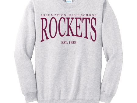 Sweatshirt - Crew Neck - Ash Grey - Embroidered AHS Rockets Fashion